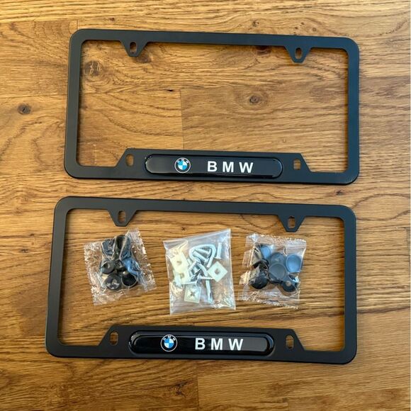 BMW License Plate Frames in Black Set of 2 NWT - Picture 1 of 5